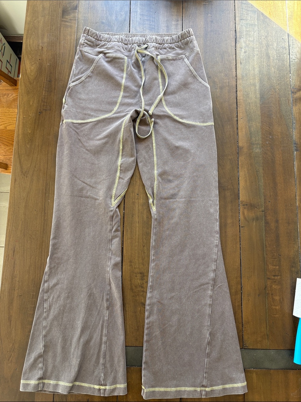 Free people flow flare High-Waist Drawstring Flare Pants in Olive - Picture 3 of 9